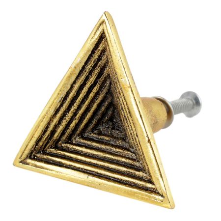Triangular Pyramid Antique Golden Aluminium Cabinet Knob